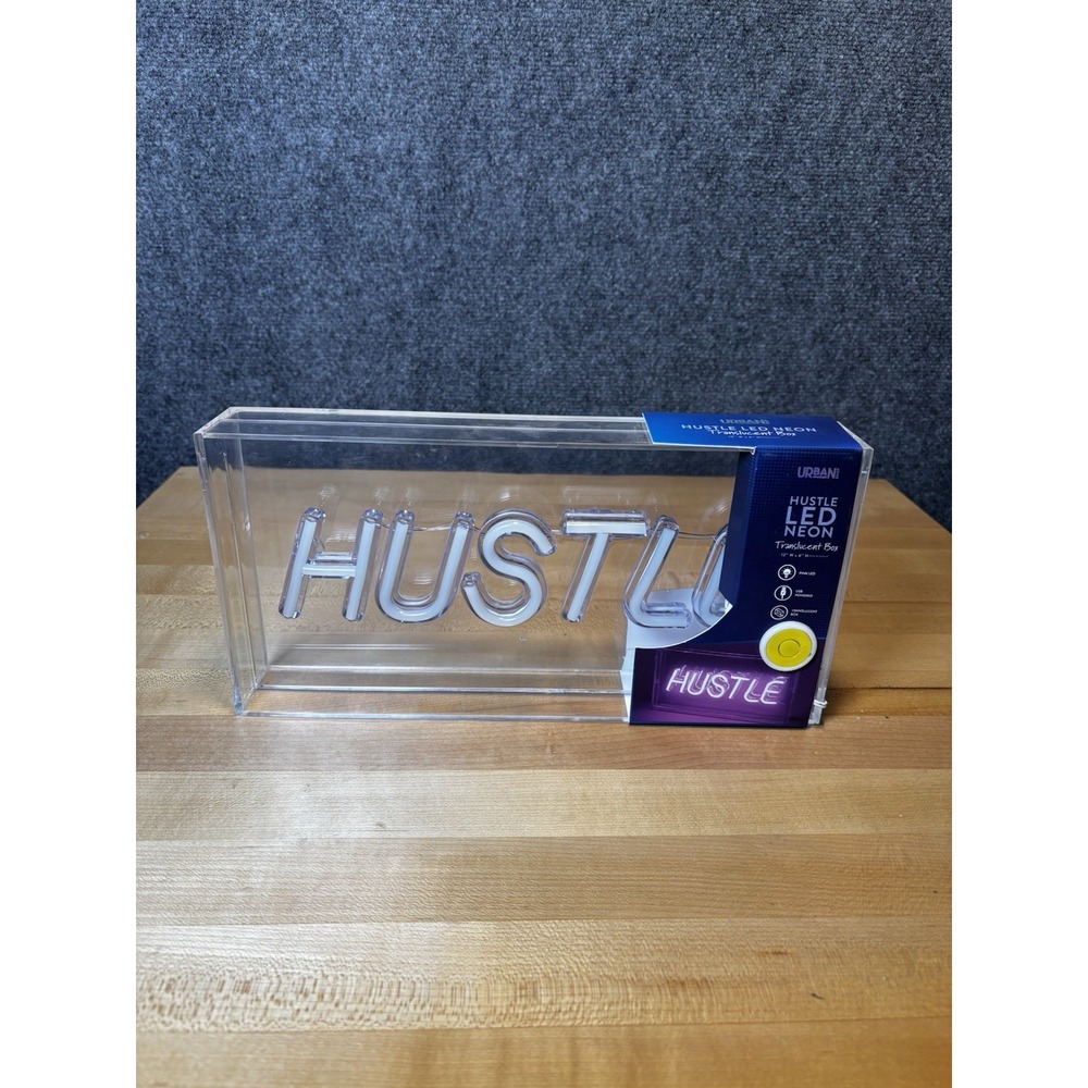 Urban Hustle LED Neon Translucent Box Pink USB Powered New Office Decor Sign